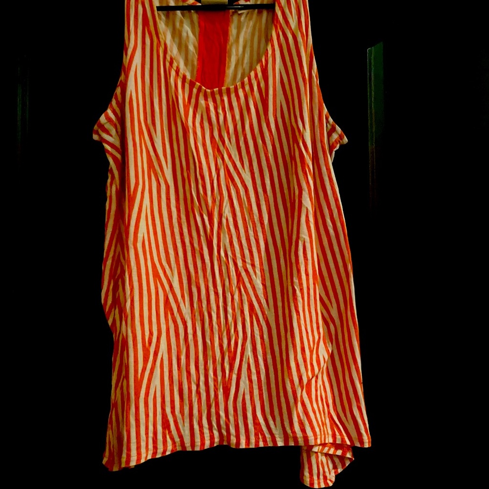 Cato Fashions orange and white striped tunic Large